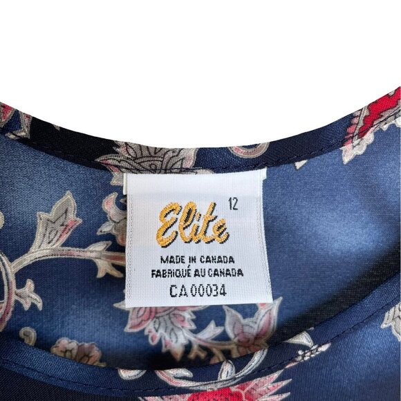 ELITE Paisley Navy Blue Tank Top Made in Canada, Women's Large - Picture 4 of 8